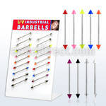 dind17 display 18 barbells industriales acero 316l conos acrilico uv distribuidor mayorista