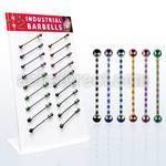 dind19 display 18 barbell industrial acero 316l pvd rayas cebra bolas distribuidor mayorista