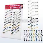 dind22 display 18 barbells industriales loop espiral acero 316l pvd brillo espejo bolas multi joya 5mm 38mm distribuidor mayorista