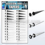 divtp display 24 expansores falsos acrilicos anillos goma colores negro blanco transparente 5mm venta