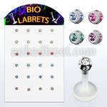 dlbica display 24 labret bio flexible transparente bolas multi joya 3mm mayorista
