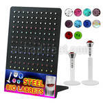 dlijym display 120 labrets bio flexibles transparentes cabeza parte cristal 2 5mm presion 8mm distribuidor mayorista