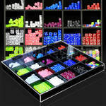 dmbj4 caja display 350 dados acrilico uv 4mm 5mm rosca 14g 16g venta