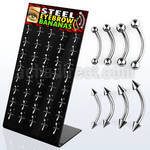 dmey1 display 40 bananas ceja acero quirurgico bolas conos 2 2.5 3mm 8mm distribuidor mayorista