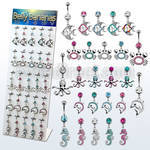 dmix12 display acrilico 25 piercings ombligo acero quirurgico colgantes tema playa variados 10mm distribuidor