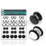 dmpvr1 display 18 plugs falsos magneticos acrilicos negro blanco 6 10mm distribuidor mayorista