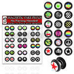 dmvgr1 display 18 plugs falsos magneticos anillos goma logos variados 8mm distribuidor