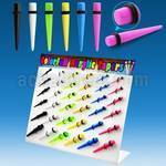 dmxp10 display 36 tapers colores acrilicos lisos anillo goma doble 3mm 10mm al por mayor