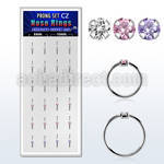 dnsm164 caja 24 aro continuo nariz plata 925 zirconia redonda 2mm 8mm 10mm al por mayor