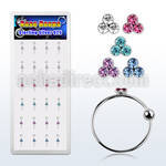 dnstrm caja display 24 aros nariz plata esterlina 0 6mm cristal triple colores 10mm al por mayor