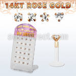 drbimc display 24 labrets bio flex zirconia diversas formas presion superficie oro rosa 14 kts venta