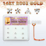 drsc13 caja display 9 nariz l oro rosa 14 kts 0 6mm zirconia claras 3mm formas cuadrado estrella triangulo corazon venta