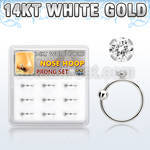 dw14nh4 caja 9 aros nariz oro blanco 14 kts 0 6mm bola cierre zirconia redonda clara 1 5mm al por mayor