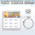 dw14nh5 caja 9 aros nariz oro blanco 14 kts 0 6mm bola cierre zirconia redonda clara 2mm mayorista