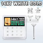 dwnb13 caja 12 piercing nariz hueso oro blanco 14 kts 0 6mm zirconia formas cuadrado estrella tri corazon mayorista