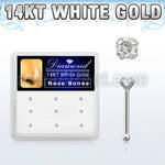 dwnb6 caja display 9 piercing nariz hueso oro blanco 14 kts 0 6mm diamantes redondos claros 1 5mm distribuidor mayorista