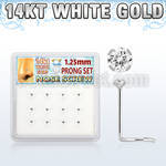 dwsc22 caja 12 piercing nariz l oro blanco 14 kts 0 6mm zirconia claras redondas 1 25mm mayorista