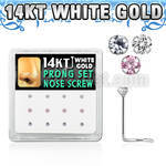 dwsc4 caja 12 piercing nariz l oro blanco 14 kts 0 6mm zirconia redondas 2mm al por mayor