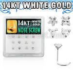 dwsc7 caja display 12 piercing nariz l oro blanco 14 kts 0 6mm zirconia clara formas variadas distribuidor mayorista