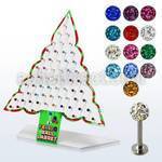 dxmas1 display acrilico arbol navidad 64 labret acero quirurgico bola multi cristal ferido 3mm 6mm 8mm mayorista