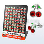ech venta por mayor piercing oreja plata esterlina 925 esmalte cereza 1 par mayorista