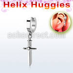 ehg768 pendiente huggie oreja acero inoxidable chapado pvd dorados colgante punal colgante laton chapado oro