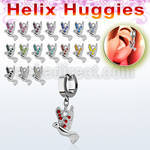 ehh550 pendiente huggie helix acero inoxidable paloma cristal se vende por pieza mayorista