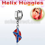 ehh553 pendiente huggie helix acero inoxidable bandera confederada se vende por pieza mayorista