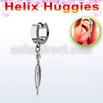 ehh583 pendiente huggie helix acero inoxidable pluma se vende por pieza distribuidor mayorista