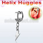 ehhlit pendiente huggie helix acero inoxidable colgante acero liso rayo distribuidor