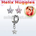 ehhz324 pendiente huggie helix acero inoxidable flor zirconia se vende por pieza venta