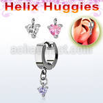 ehhz337 pendiente huggie helix acero inoxidable zirconia corazon se vende por pieza al por mayor