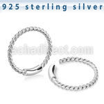 endw 925 sterling silver endless nose hoop twisted wire