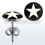 er198 par piercings oreja acero inoxidable logo estrella blanca fondo negro venta