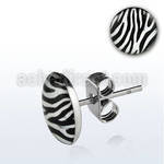 er232 par piercings oreja acero inoxidable logo cebra negra blanca 7mm distribuidor