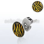er239 par piercings oreja acero inoxidable logo cebra negra amarilla 7mm distribuidor mayorista