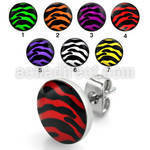 er240 par piercings oreja acero inoxidable logo cebra distribuidor mayorista