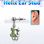 erbd1 piercing oreja helix acero quirurgico bola gato cristal colgado vendido por pieza venta