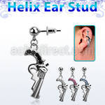 erbd358 piercing oreja helix acero quirurgico bola pistola cristal vendido por pieza distribuidor mayorista