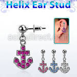 erbd391 piercing oreja helix acero quirurgico bola ancla cristal vendido por pieza distribuidor mayorista