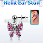 erbd3 piercing oreja helix acero quirurgico bola mariposa cristal vendido por pieza mayorista