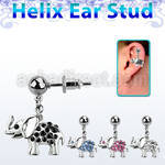 erbd467 piercing oreja helix acero quirurgico bola elefante cristal colgado ojos cristal negro mayorista