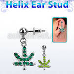 erbd577 piercing oreja helix acero quirurgico bola hoja marihuana cristal vendido por pieza distribuidor