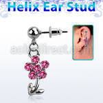 erbd6 piercing oreja helix acero quirurgico bola flor cristal vendido por pieza al por mayor