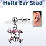erbd8 piercing oreja helix acero quirurgico bola calavera cristal vendido por pieza mayorista