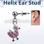 erbd9 piercing oreja helix acero quirurgico bola cristal colgado pato vendido por pieza al por mayor