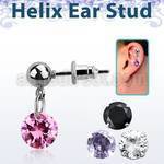 erbz407 piercing oreja acero quirurgico bola zircona 8mm redonda se vende por pieza distribuidor mayorista