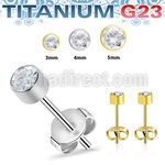 erbzr titanium g23 ear studs bezel set cz one pair