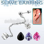 erdl14 piercing oreja acero inoxidable conectado falsa esclava helix clip zirconia pera 11x9mm colgando 4mm 8mm venta