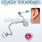 erdl17 piercing oreja acero inoxidable conectado falsa esclava helix clip zirconia corazon 9x11mm colgando distribuidor mayorista